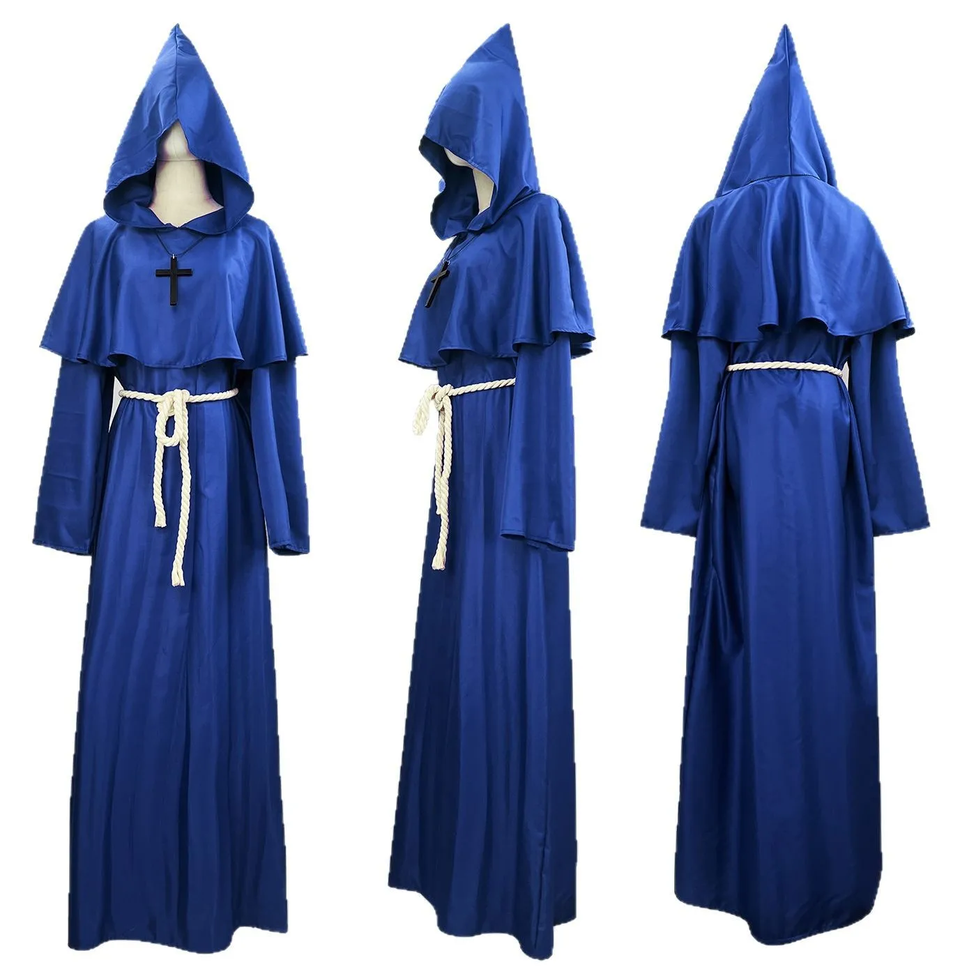 Halloween Middeleeuws Monnikskostuum Gewaad Tovenaar Priester Outfit Toneelvoorstelling Oude Chinese Sle Etnische Faion voor dames