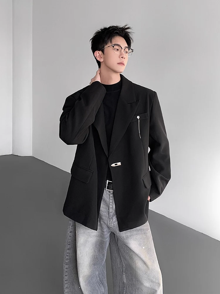 

Bla Pad oulder Suit Jaet for Men Trendy Haome Cleanfit oulder Clipper Autumn Faionable Casual Long Sve Coat