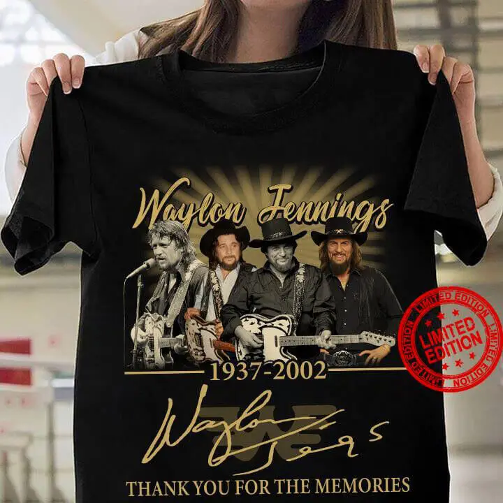 Waylon Jennings Legends Country Music Signature Shirt Black Unisex S-234XL CC453