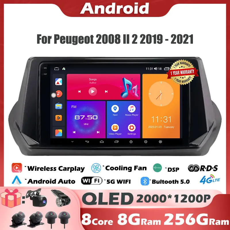 

9“ Screen Android 14 Car Radio Stereo For Peugeot 2008 II 2 2019 - 2021 Multimedia Navigation Head Unit GPS Auto Audio Player