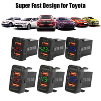 LED Car Accessories Dual USB Quick Charge For Mobile Phone QC Car Socket Charger 12-24V Voltmeter Power Adapter For Toyota