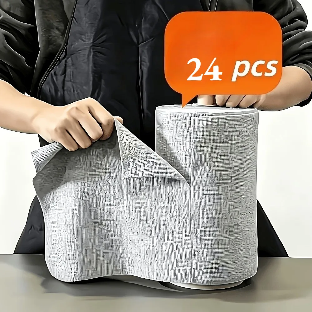 24pcs/2Roll of Multi-Color Reusable Microfiber Towel Roll, Independently Packaged And Tear-Off Design,Kitchen Towels, Convenient