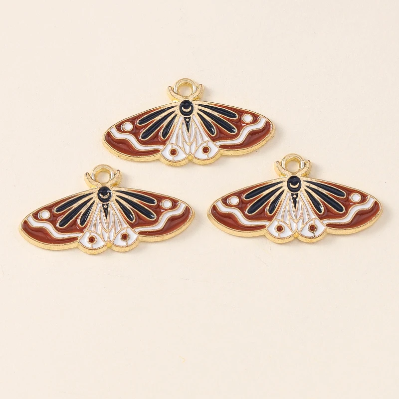 Leslie 10 Stück schöne Emaille-Insektenblume, Mond, Stern, Motte, Schmetterling, Charms für Ohrringe, Halskette, Schmuckherstellung, Zubehör – Detail 3