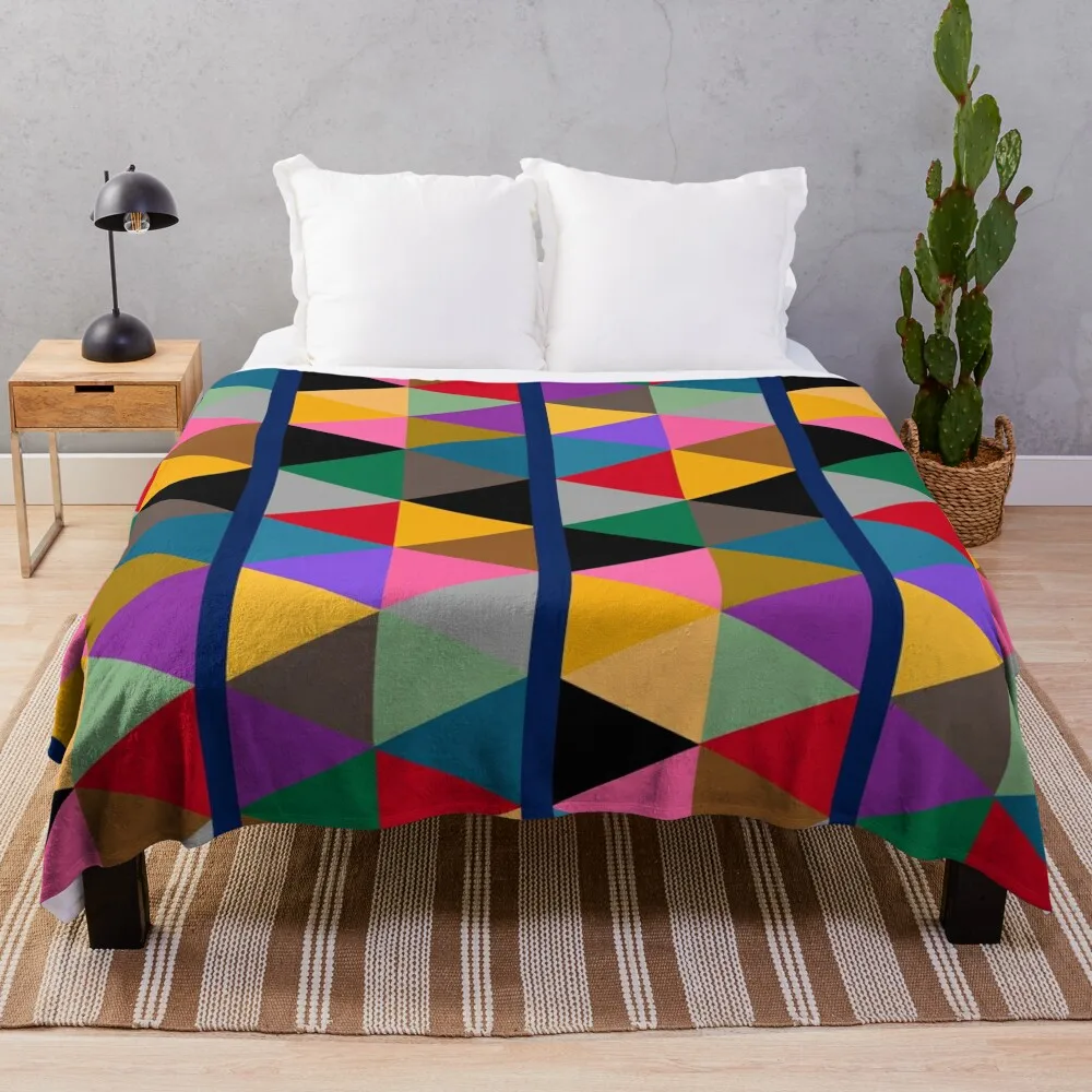 Geometric Bright Multi Colour Pattern Throw Blanket Soft Plaid Thermals For Travel Softest Blankets