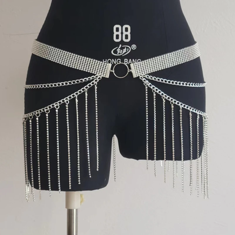 Damen Rock Mode Minirock Zubehör Diamant Quaste Hochzeit Party Gürtel 2024 Herbst Halloween Y2K Kleidung Körperkette Sexy – Detail 3