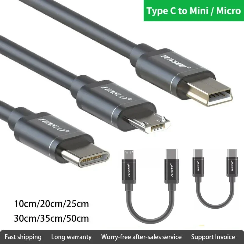 USB typu C-C Mini 5Pin Micro USB z podwójnym kątem 90 stopni krótki kabel ładowania 10cm - 5m dla 5v 1A 2A kamera samochodowa 2.4a