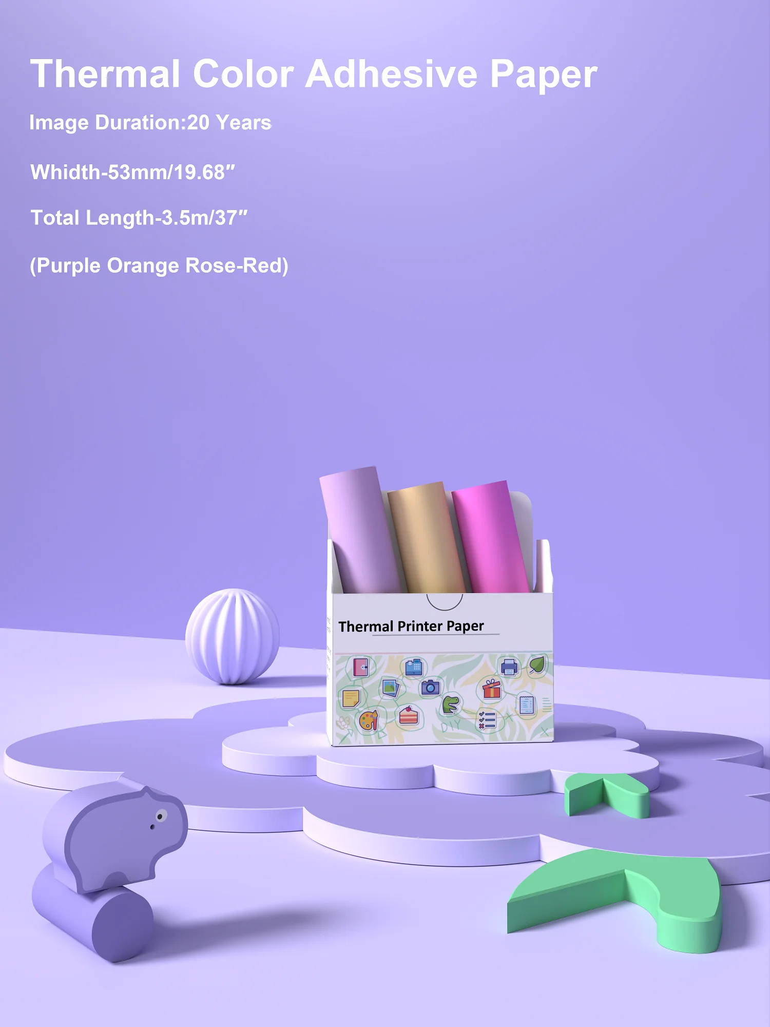 Thermal paper Purple Orange Rose-Red Color sticky DIY for M02 T02 mini printer paper self-adhesive paper for learning and office