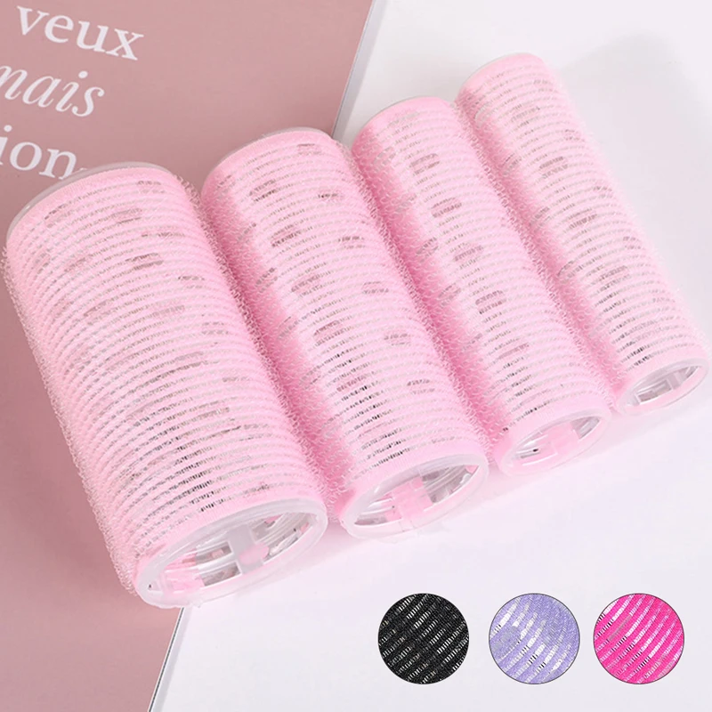 4size Self-Grip Hair Rollers Heatless Hair Curlers No Heat Hair Bang Volume Self-adhesive Hook & Loop DIY Styling Tool