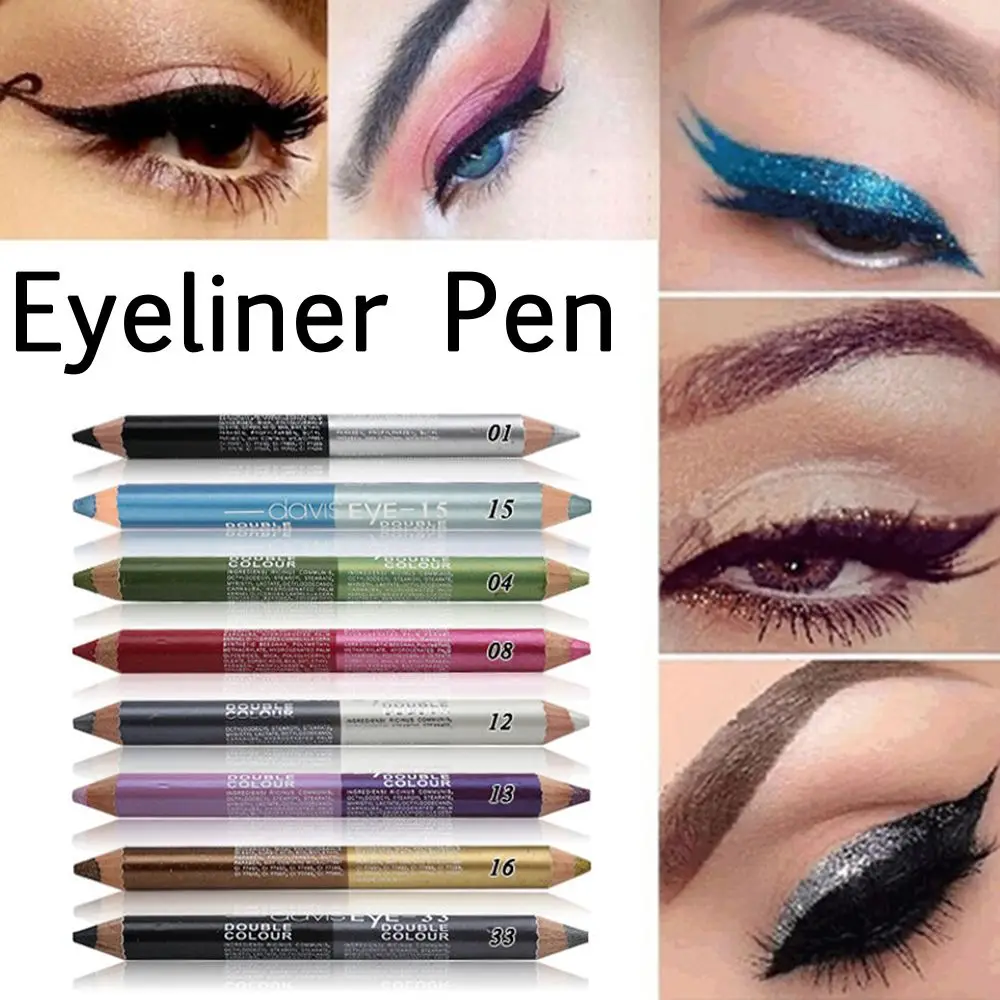 Glitter Double-Headed Eyeliner Lápis, Long-Lasting, Sweatproof, impermeável, Ferramentas de maquiagem profissional, cosméticos, sombra de olho