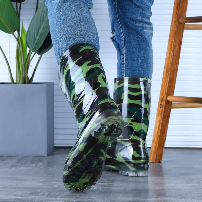 

Мужские резиновые сапоги с принтом на осень и зиму, камуфляжные пластиковые сапоги для рыбалки, высокое качество, уличное предложение, водные садовые резиновые сапоги, мужская обувь