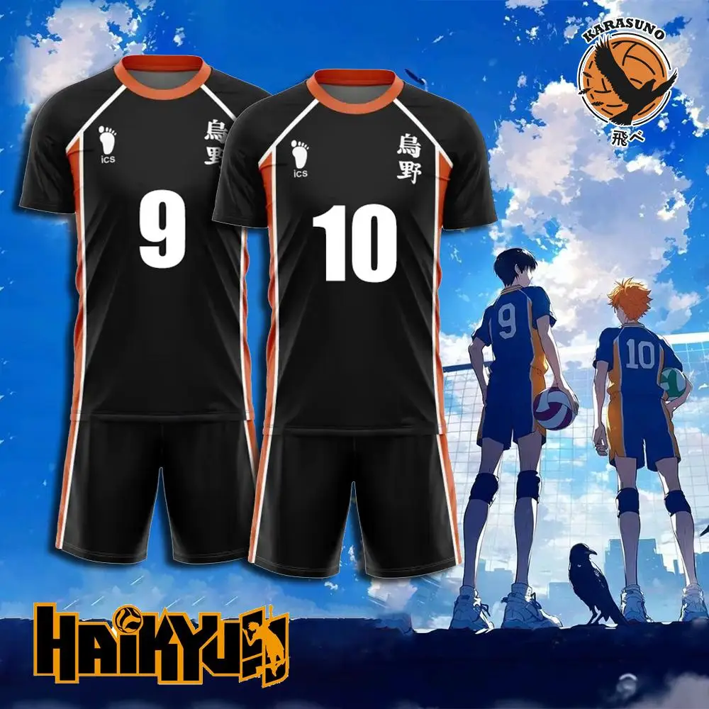 

Anime Haikyuu Hinata Shoyo Karasuno Volleyball Sportswear Men T-shirt Karasuno High School Kageyama Tobio Volleyball Jersey Set