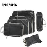Suitcase Bags Portable Lightweight Packing Cubes Mesh Visual Luggage 3/6 Pieces Travel Storage Organizer Set Compressible