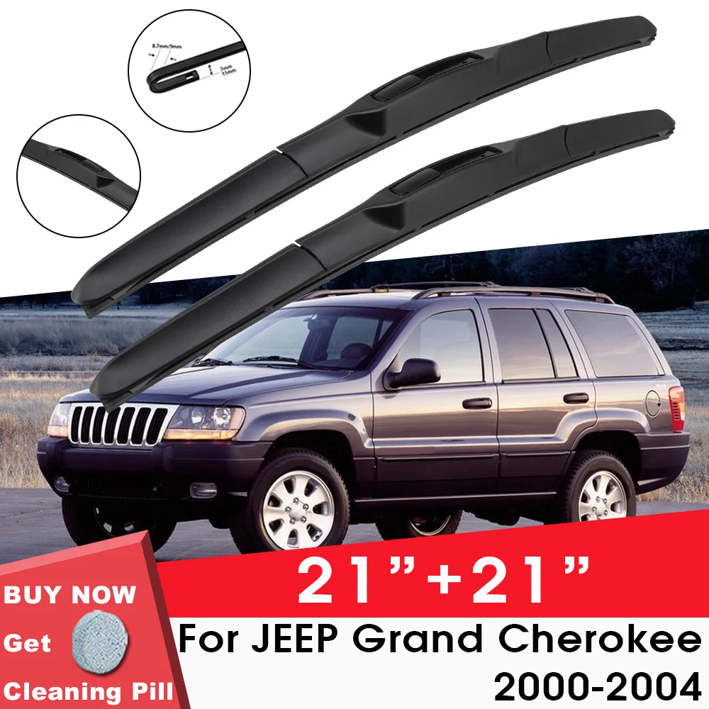 

Car Wiper Blade Front Window Windshield Rubber SiliconGelRefill Wipers For JEEP Grand Cherokee 2000-2004 21"+21" Car Accessories