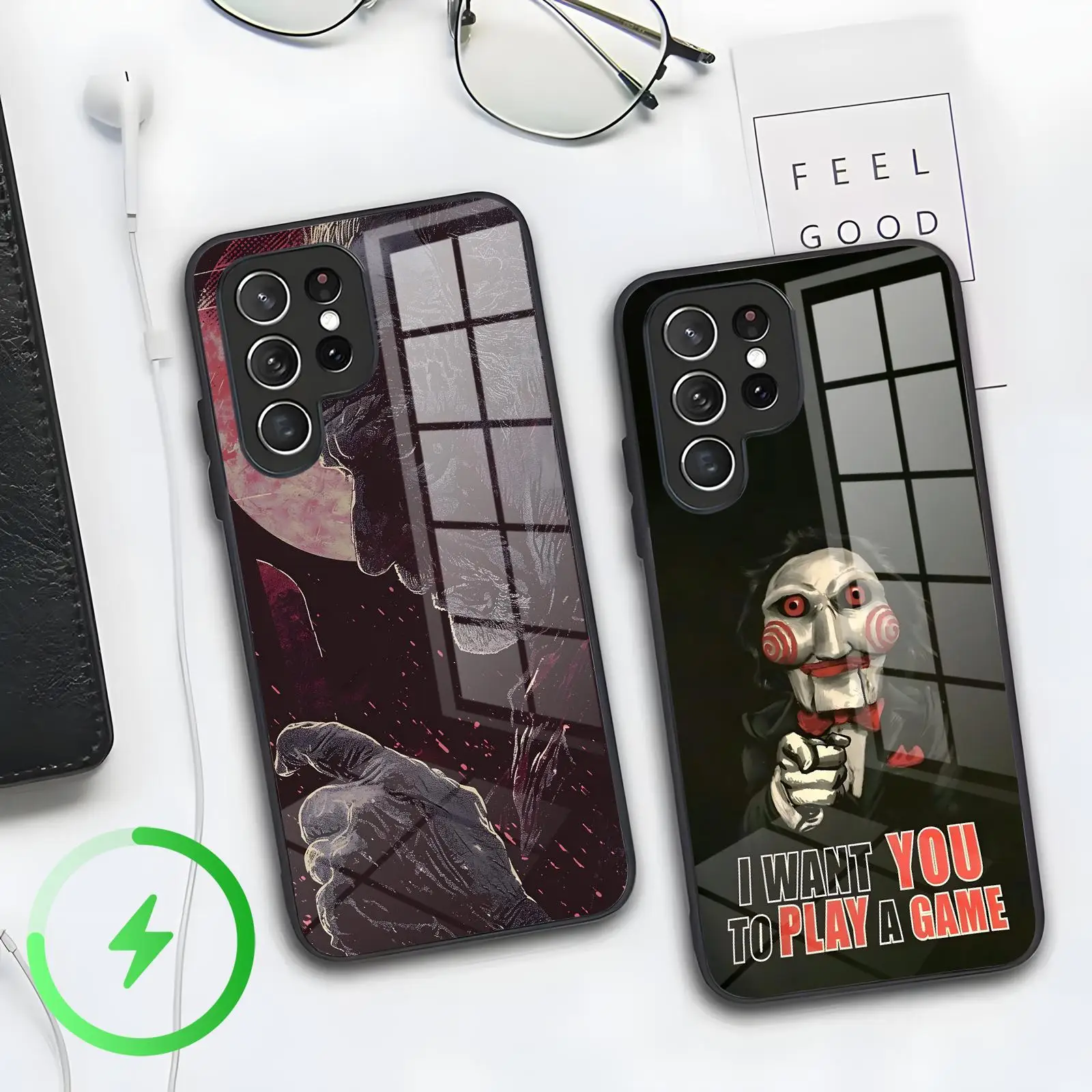 Classic movie Saw Phone Case For Samsung S26 S25 S24 S23 S22 S21 Plus Ultra Note20 Magnetic Glass Phone Case