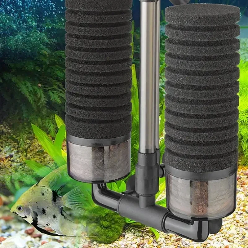 Filtro acquario per acquario, schiumarola pompa aria, spugna biochimica, acquario estensibile rotante con sistema di filtraggio