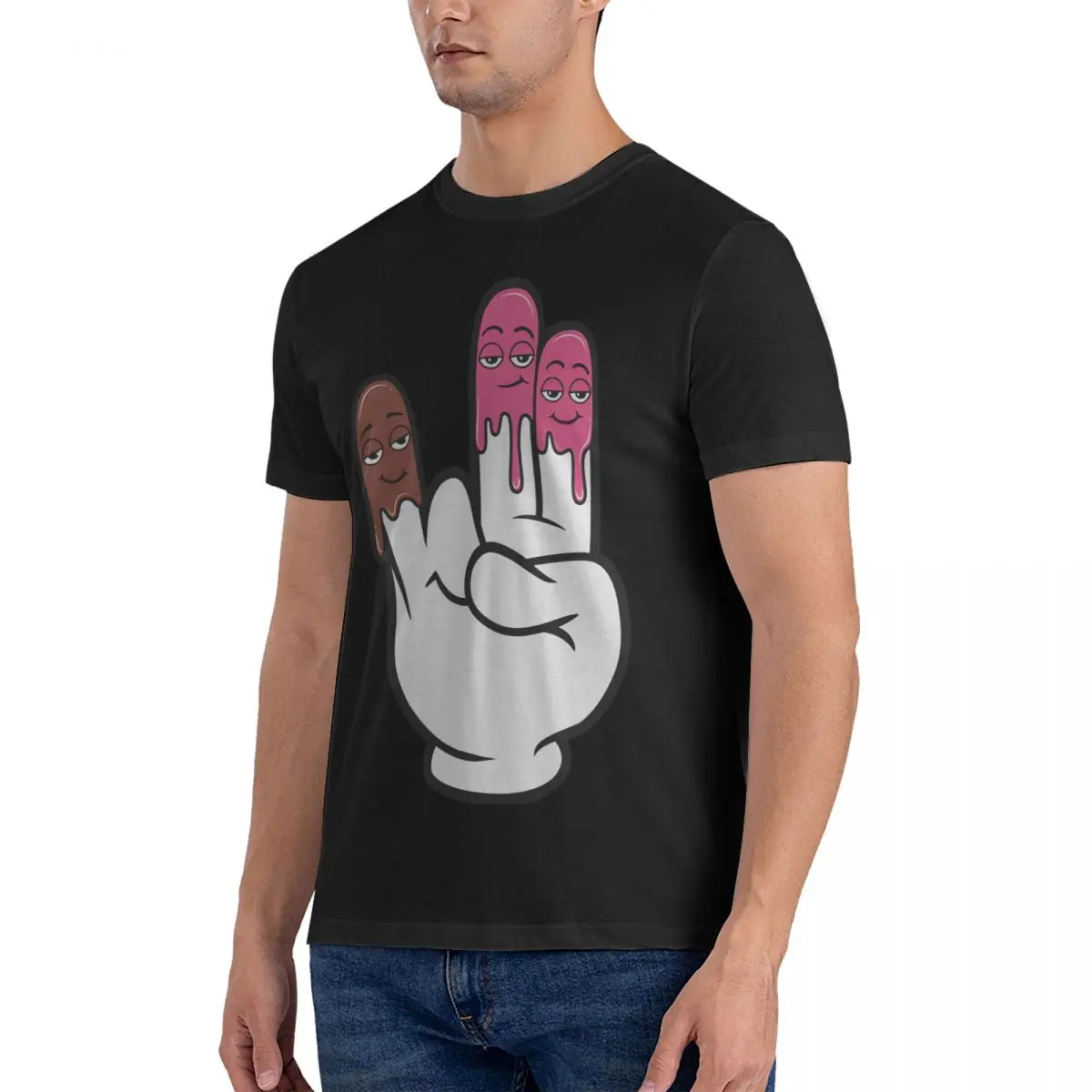 Funny Shocker Hand Sign Glove T-Shirts for Men Crewneck Pure Cotton T Shirts 2 In The 1 In The Stink I Sex Short Sleeve Tees