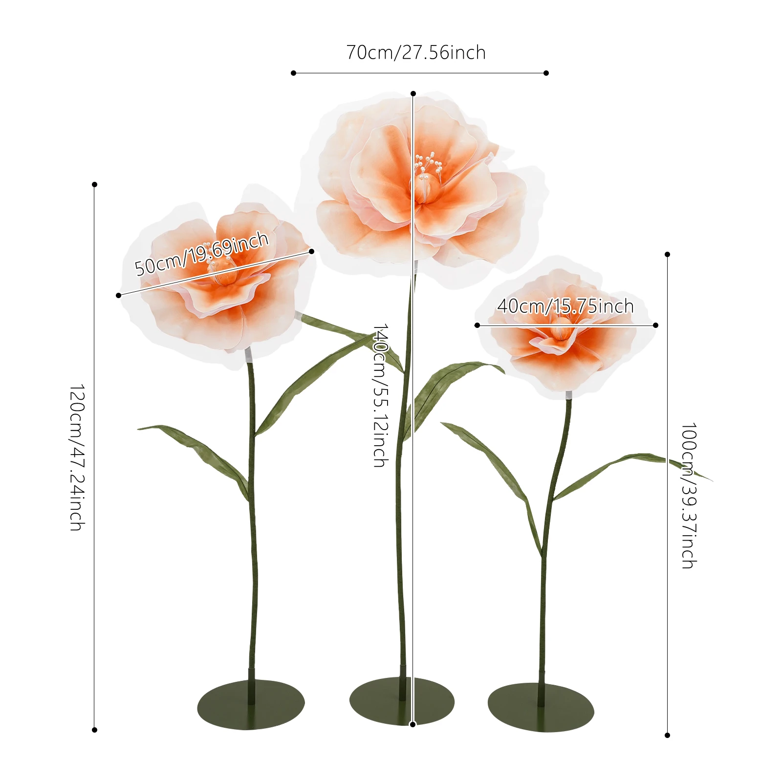 

3PCS Artificial Flower Decoration, Giant Artificial Flowers, Large Artificial Flowers for Weddings, Parties, Stages, Storefronts