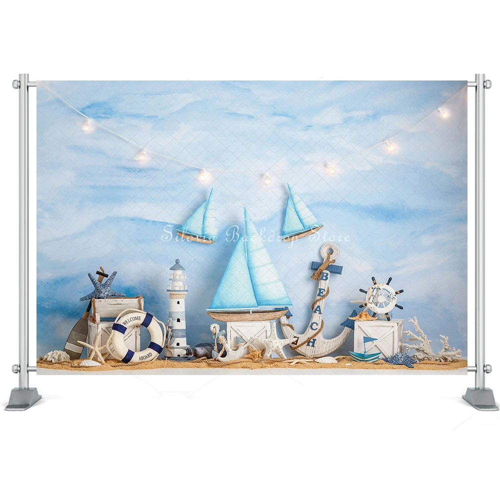 Navigation Sail Boat Photo Background Kids Birthday Cake Smash Photography Backdrop Adventure Photo Studio Props