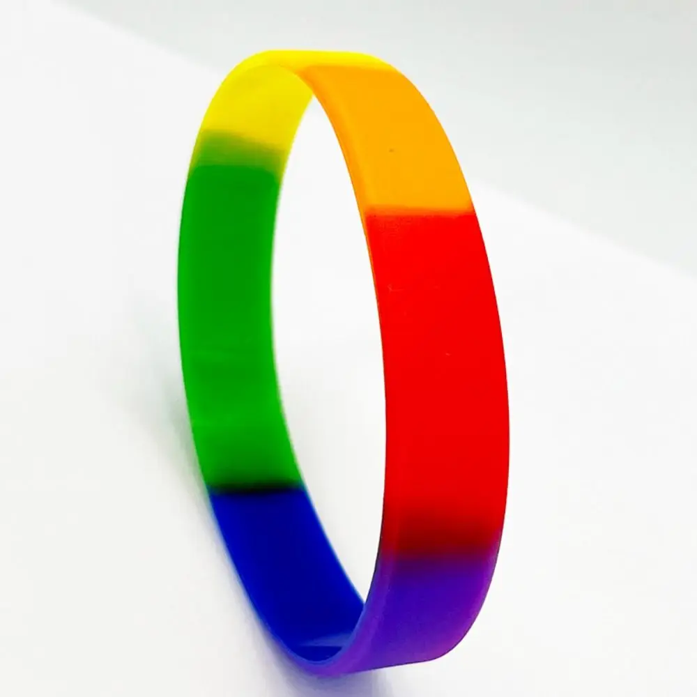 10pcs Special Lovers 6-segment Bracelet Six Colour Against Homophobia Pride Bracelet Friendship Rainbow Rubber Wristband