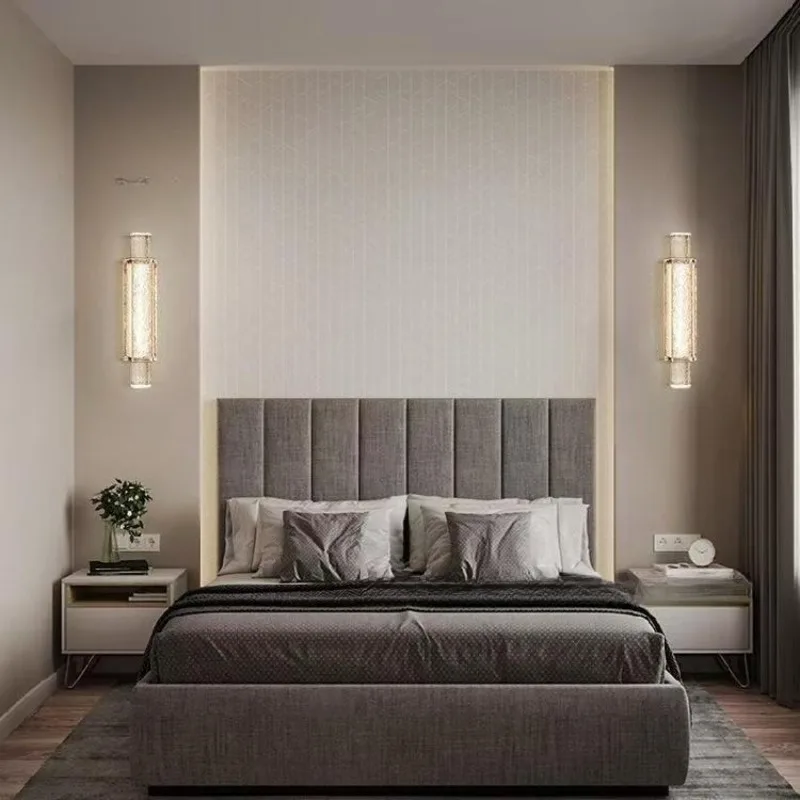 Light Luxury Crystal Wall Lamps Living Room Minimalist Background Glass Wall Sconces Designer Sales Office Model Room Decorative
