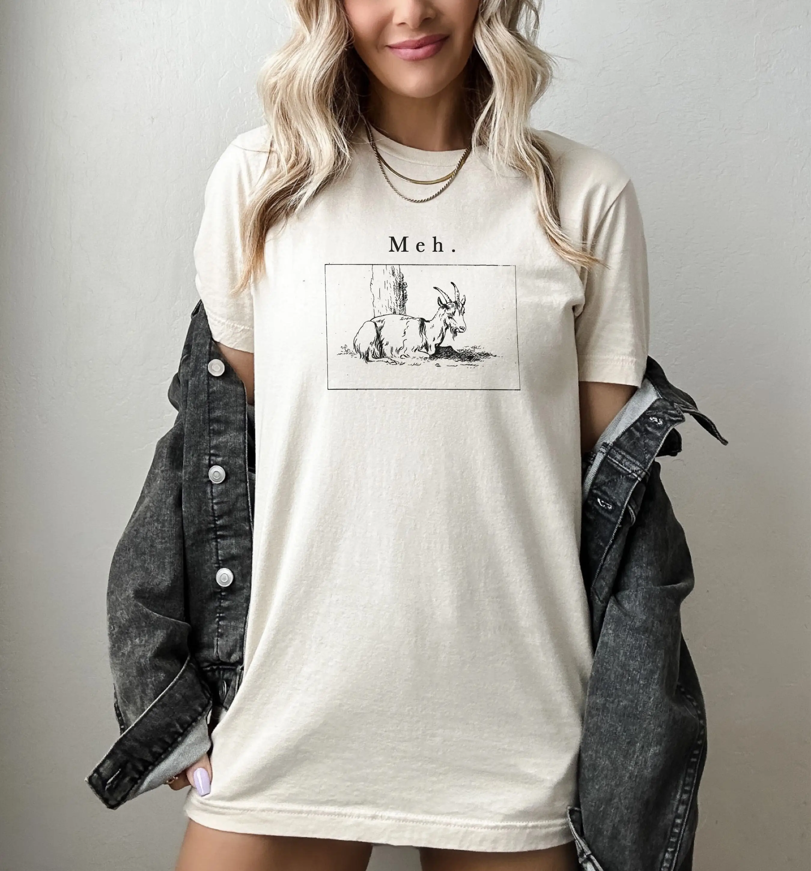 Meh Funny Minimalist Goat T Shirt Vintage Goats Lover For Person Parent Crazy Lady