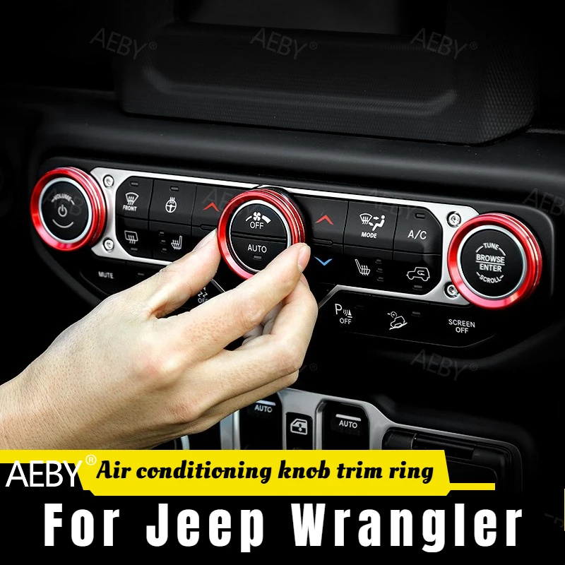 

For Jeep Wrangler 2018-2025 Knob cover decorative ring set,Headlight switch aluminum alloy,Anti-scratch,Car accessories
