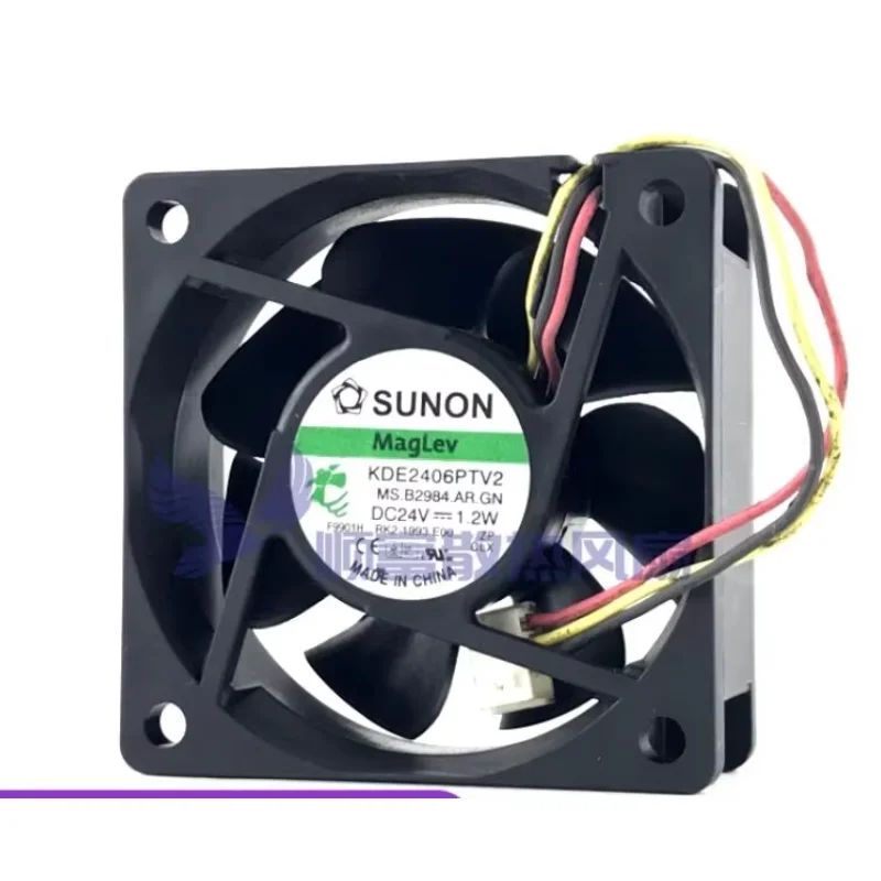 SUNON KDE2406PTV2 DC 24V 1.2W 60x60x25mm Ventilador de refrigeración de servidor de 3 cables