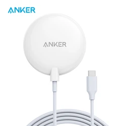 Anker 313 Magnetic Wireless Chargers 5 ft Built-in USB-C Cable PowerWave Magnetic Pad Lite Magsafe for iPhone 14/13/12 Series