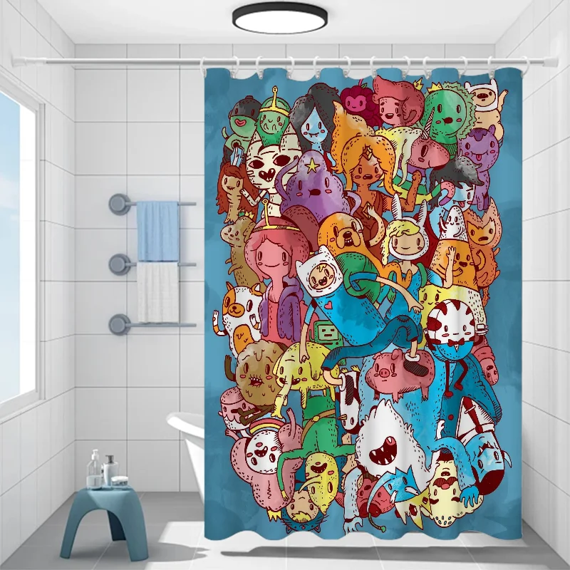 Shower Adventure Time Things for the Bathroom Accessories Folding Partition Bath Curtain Curtains Bedrooms Houses Rooms Quarto