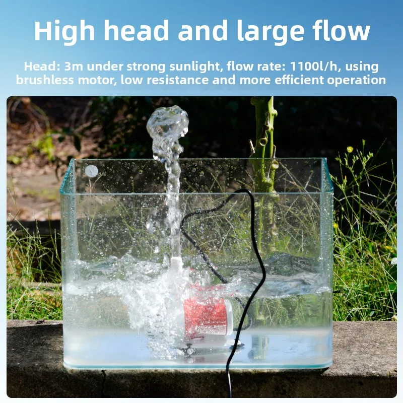 Brushless Solar Water Pump Kit Lithium Battery High Head Submersible Fountain For Garden Pond Fish Tank Outdoor Irrigation 25W view 3