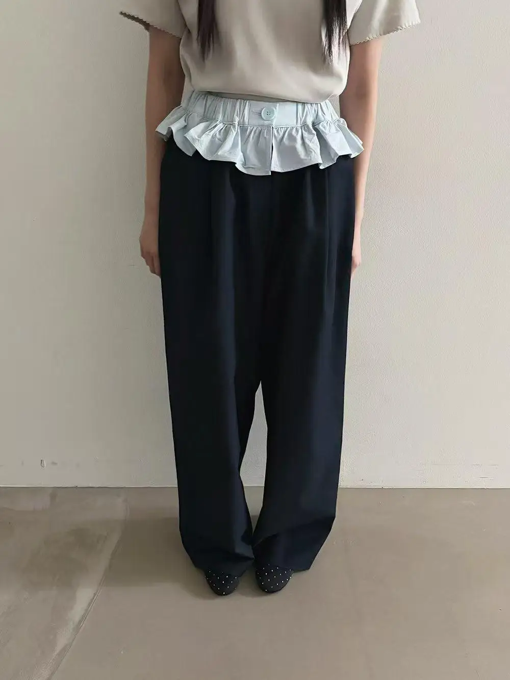 

Женские повседневные брюки с высокой талией и цветочным кружевом, свободного кроя, с дизайнерскими вставками, универсальные, длинные прямые брюки-леггинсы