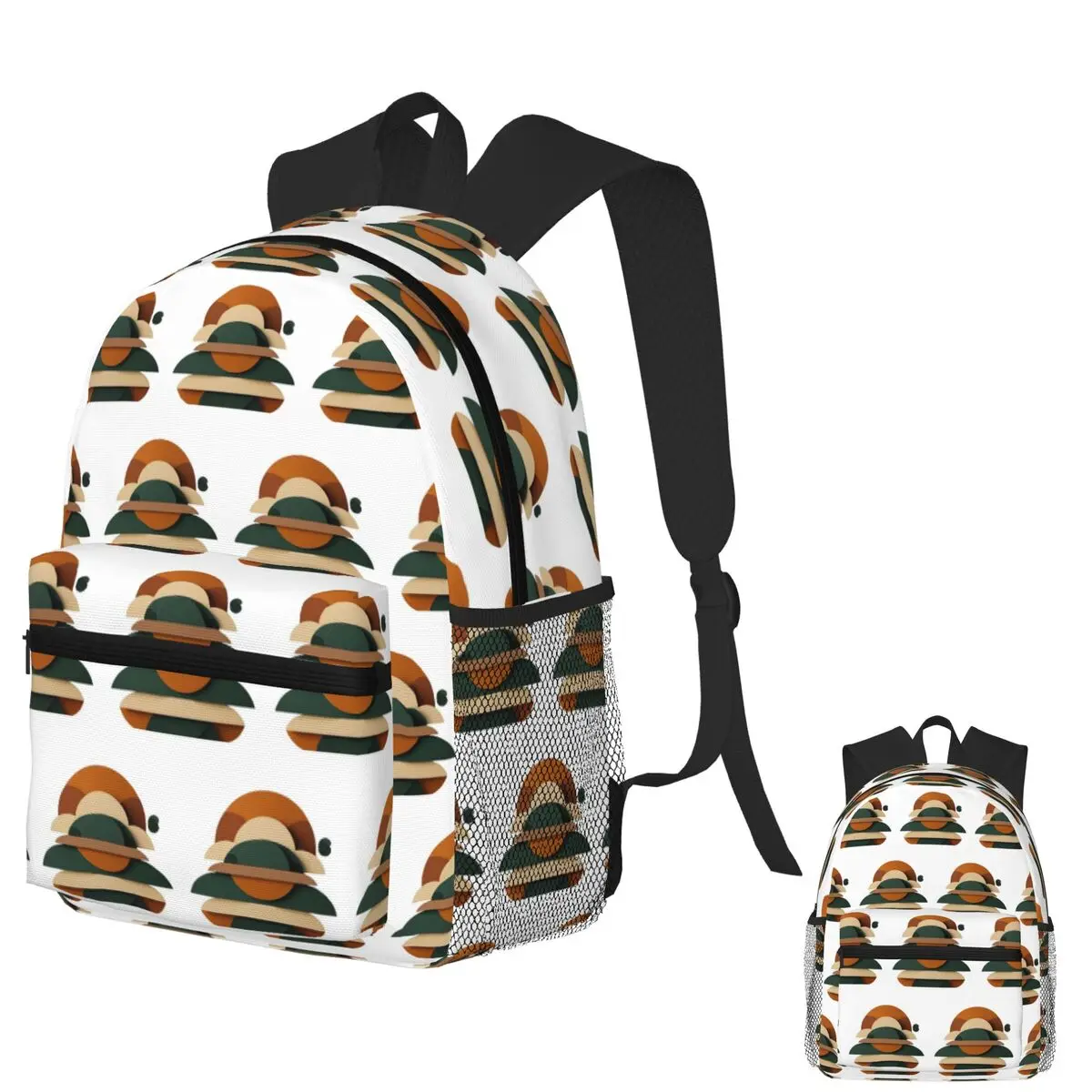 

Abstract Shapes Earth Tones Minimal Art Student Backpack School Bag Hiking Travel Daypack for Men Women Bookbag Shoulder Bags