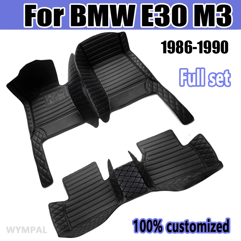 Custom Automotive Car Floor Mats For BMW E30 M3 1986 1987 1988 1989 1990 Auto Luxury Leather Men Women Car Mats Full Coverage