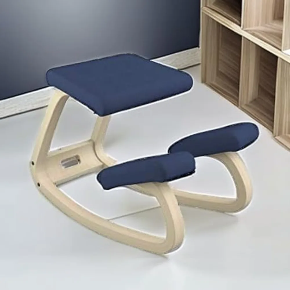 Variable Original Kneeling Chair (Dark Blue Revive Fabric with Natural Ash Base)