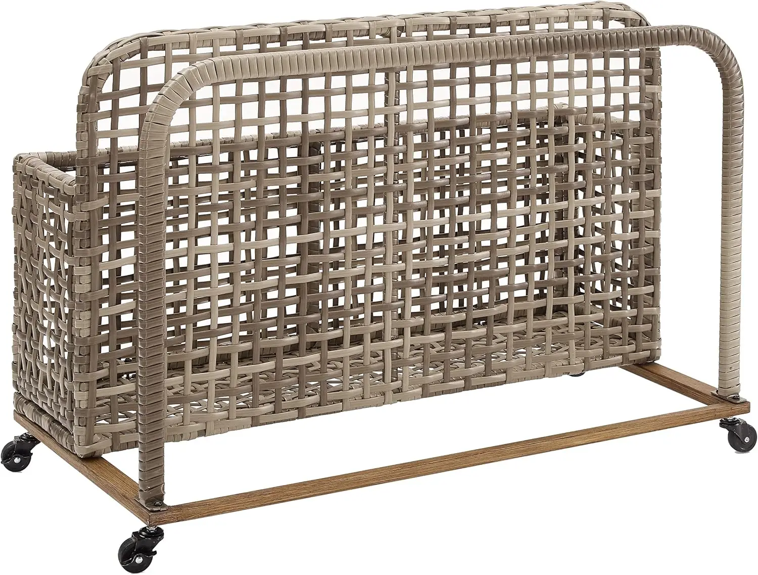 Vime ao ar livre e Metal Pool Armazenamento Caddy, Ridley Riding, angustiado cinza e marrom, CO7308BR-GY