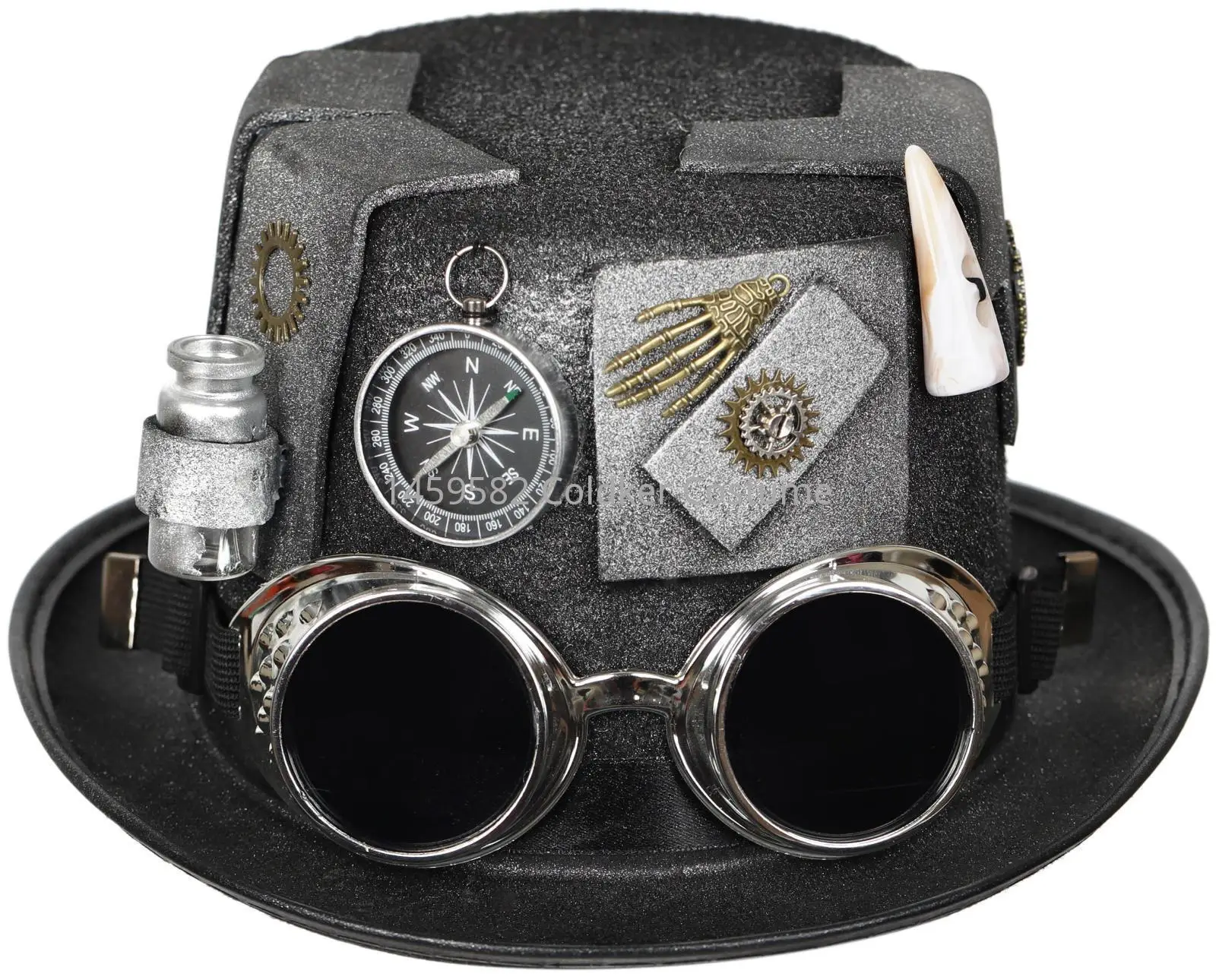 Medieval Gothic Fedoras Goggles Top Jazz Hat Gothic Steampunk Top Non-slip Hat Carnival Nightclub