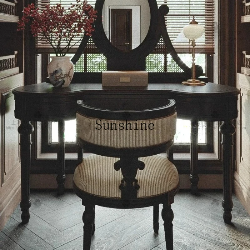 American solid wood black bedroom dresser rustic retro simple modern