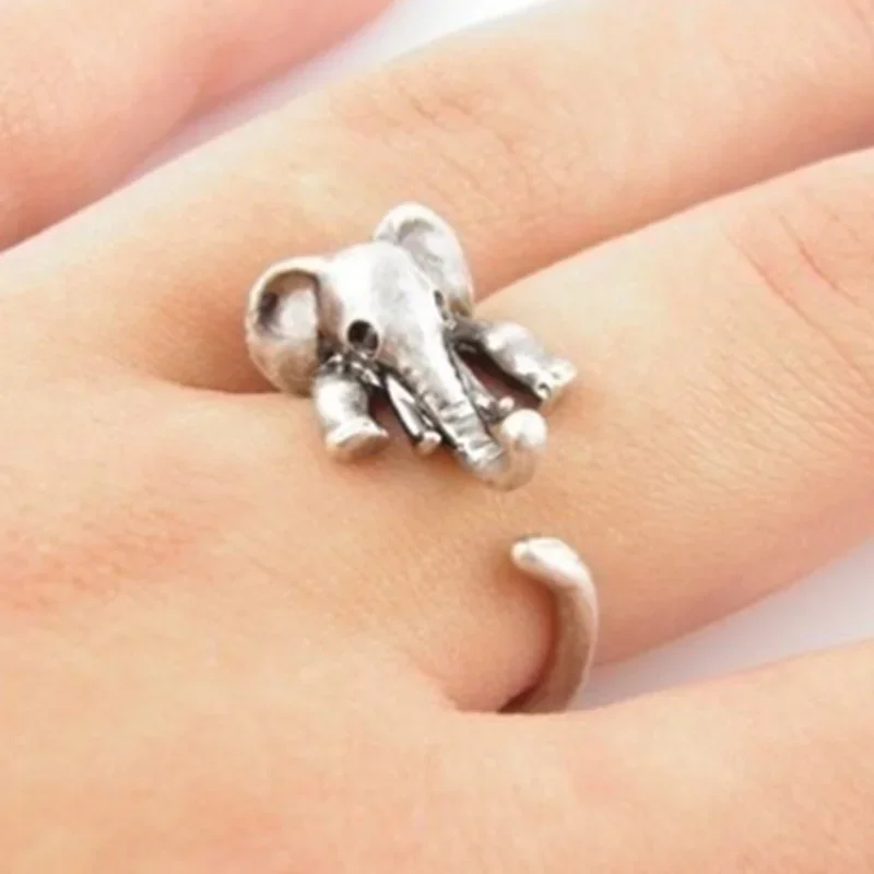 Exquisite New High-Quality Material Retro Mouse Elephant Cartoon Animal Adjustable Ring For Men And Women Cute Creative Jewelry