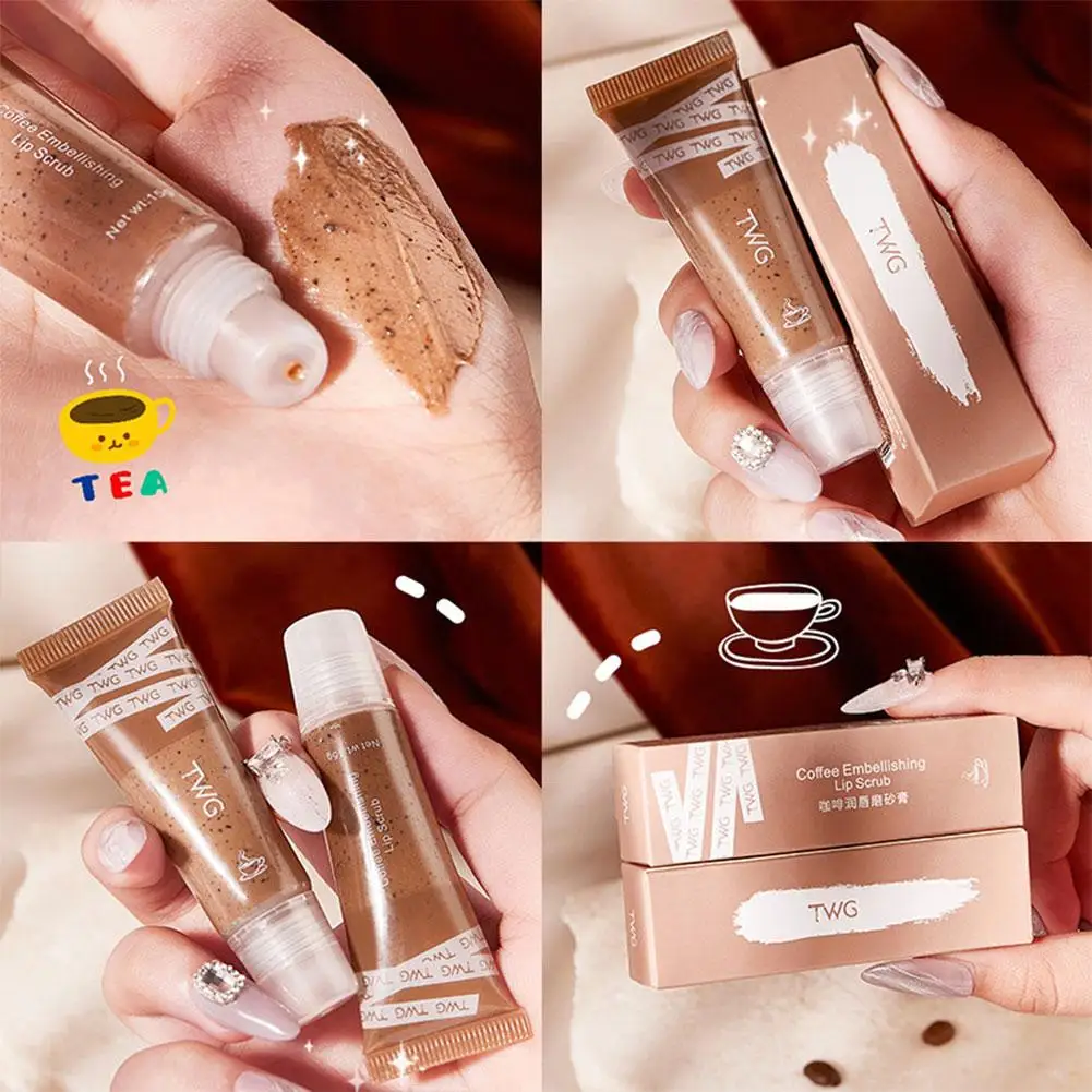 Café hidratante labial esfoliante labial cuidados com os lábios bálsamo labial esfoliante esfoliante labial limpeza esfoliante lábios café d1x1