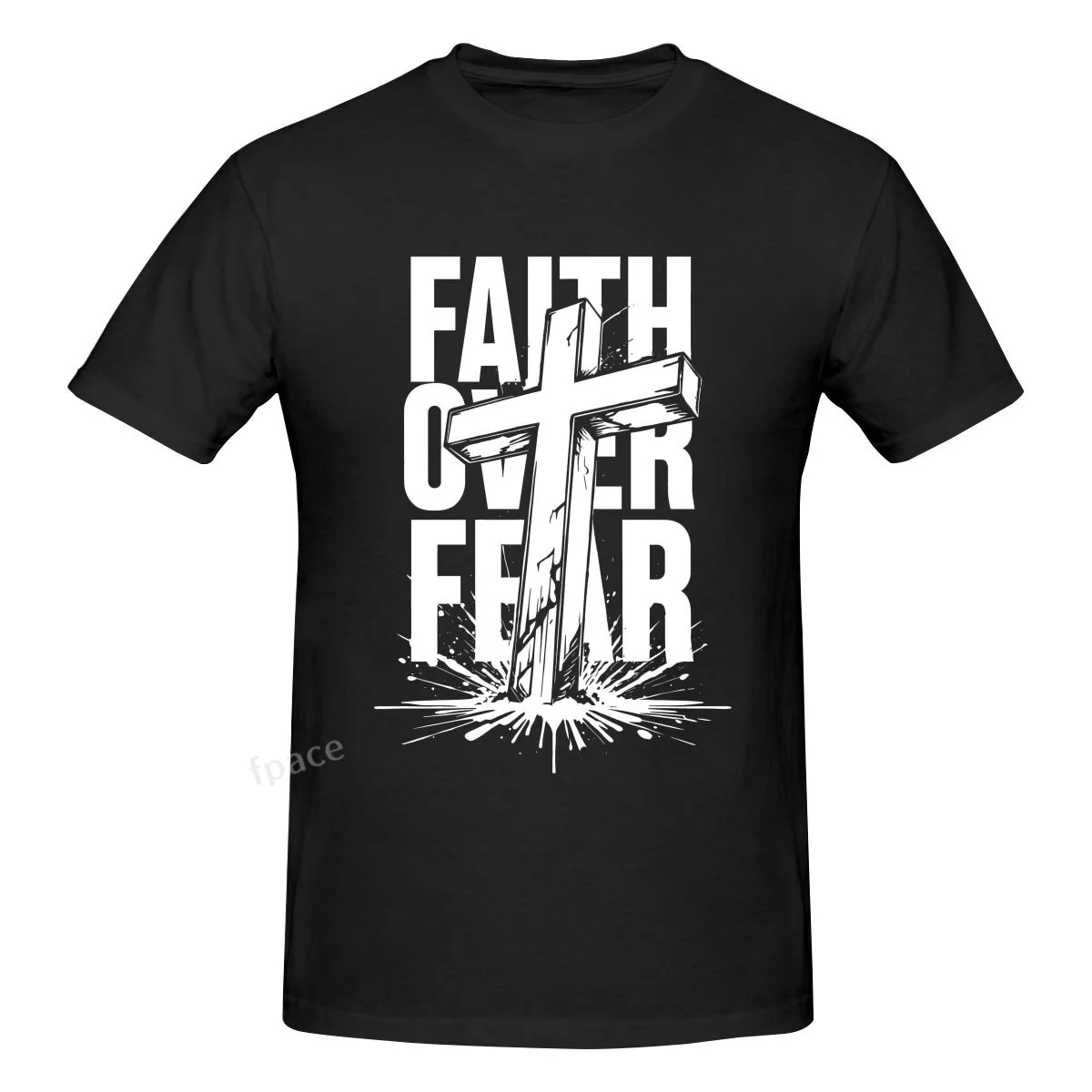 

FAITH OVER FEAR Casual Cotton Summer Men Clothing Tops Men's Basic Short Sleeve T-Shirt