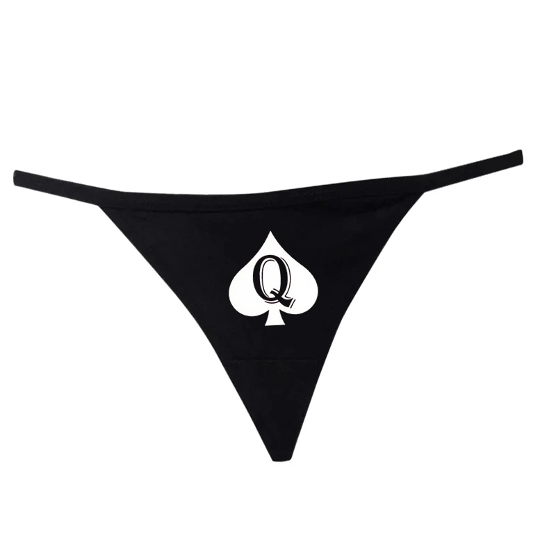 Poker Q Queen of Spade Underwear For Women Cotton G String Thongs Underwear Sexy Lingerie Briefs Bikini G String