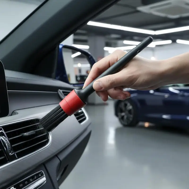 6Pcs Car Detailing Brush Essential Kit for Wheels Deep Cleaning Dashboard Air Vent Engine Interior Detailing Set