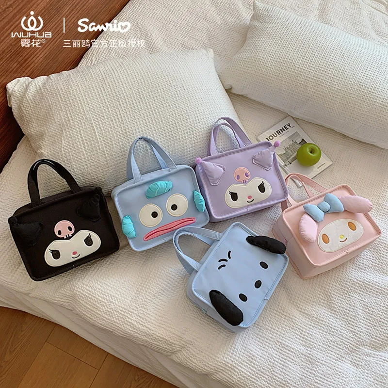 Kawaii Anime My Melody Kuromi Cartoon Makeup Bag Sanrioed Hangyodon Pochacco Toiletry Bag Commuter Bag Casual Tote Bag Kid Gift