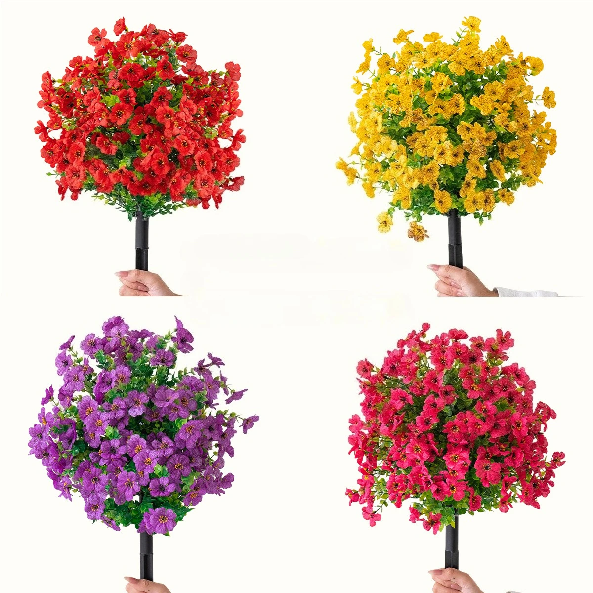 Artificial Flowers Topiary Boxwood Ball Trees Planter with Ground Spike UV Resistant Fake Bushes Yard Front Porch Garden Decor