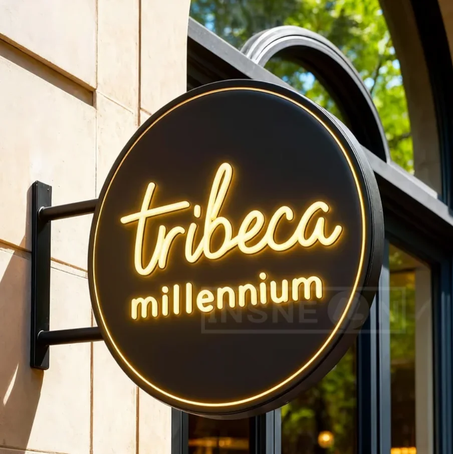 Custom Round Acrylic LED Light Box for Barber Shops Waterproof Double Sided Bright Storefront Signage