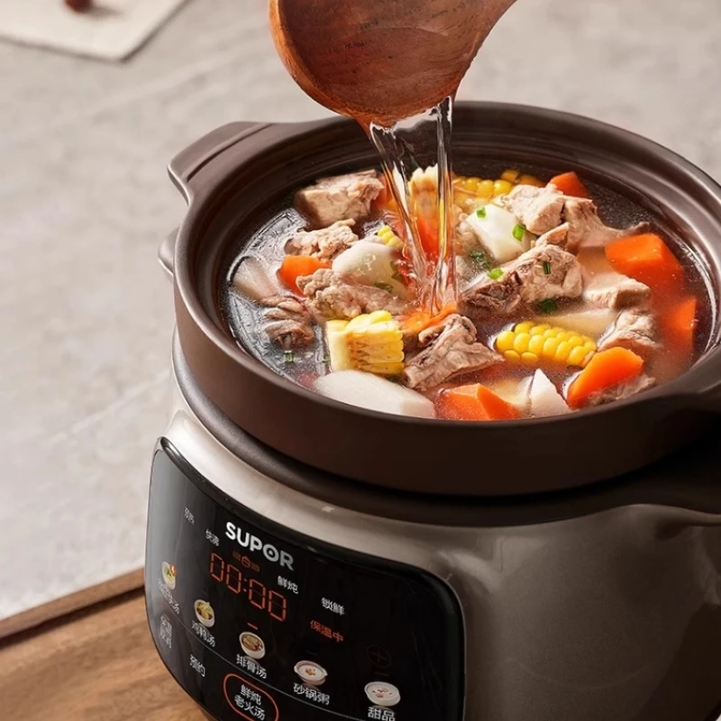 Purple Clay Electric Stew Pot Automatic Multi-Function Soup Cooker Water Bath Pot with 5L Capacity Micro-Pressure Valve Smart