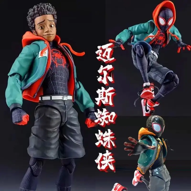 

16cm Miles Morales Spider Man Action Figures Multi-Accessories Super Hero Spiderman Movable Statue Model Collection Ornament Toy