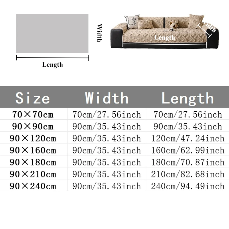 1PC Geometric Jacquard Soft Cotton Velvet Sofa Pad Solid Color Thicken High-grade Non-slip Cushion Cover Cloth for Living Room