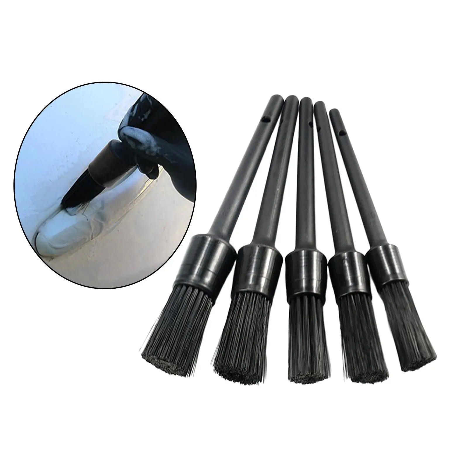 1/5x Car Detail Cleaning Brush Car Detailing Brush Set 5 Sizes for Cleaning Car Interior Air Vent Automotive Brushes Black