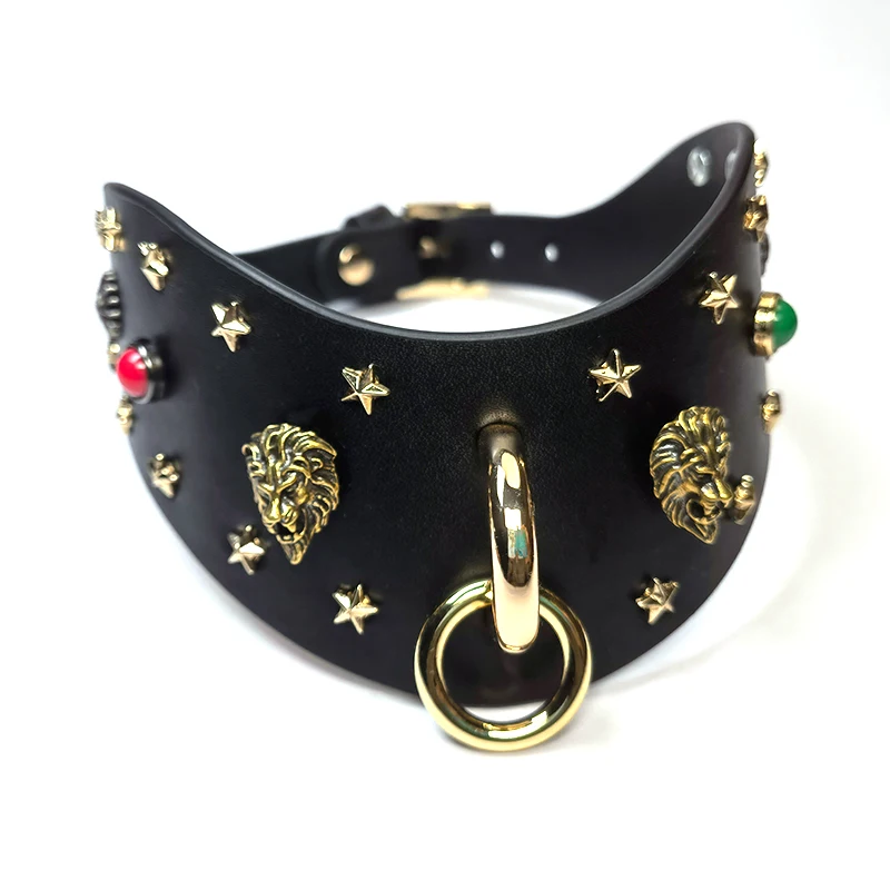 High-grade leather nail tiger head punk shaped pet fashion collar pet fashion design